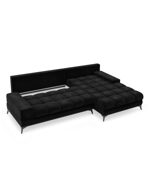 Canapé D'Angle droit Velours convertible avec Coffre de Rangement Deneb noir - 315x212x87 cm