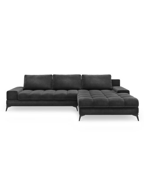 Canapé d'angle droit Velours convertible avec Coffre de Rangement Deneb gris foncé - 315x212x87 cm