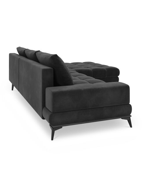 Canapé d'angle droit Velours convertible avec Coffre de Rangement Deneb gris foncé - 315x212x87 cm