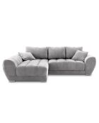 Canapé d'angle Gauche Velours convertible avec Coffre de Rangement Nuage gris clair - 285x192x92 cm
