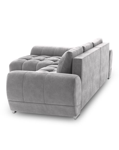 Canapé d'angle Gauche Velours convertible avec Coffre de Rangement Nuage gris clair - 285x192x92 cm