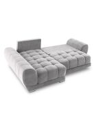 Canapé d'angle Gauche Velours convertible avec Coffre de Rangement Nuage gris clair - 285x192x92 cm