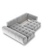 Canapé d'angle Gauche Velours convertible avec Coffre de Rangement Nuage gris clair - 285x192x92 cm