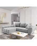 Canapé d'angle Gauche Velours convertible avec Coffre de Rangement Nuage gris clair - 285x192x92 cm
