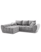 Canapé d'angle Gauche Velours convertible avec Coffre de Rangement Nuage gris clair - 285x192x92 cm