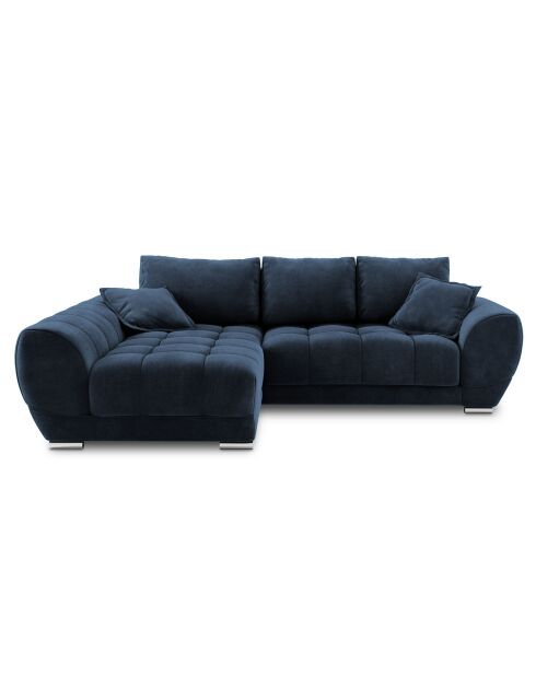 Canapé d'angle Gauche Velours convertible avec Coffre de Rangement Nuage bleu roi - 285x192x92 cm