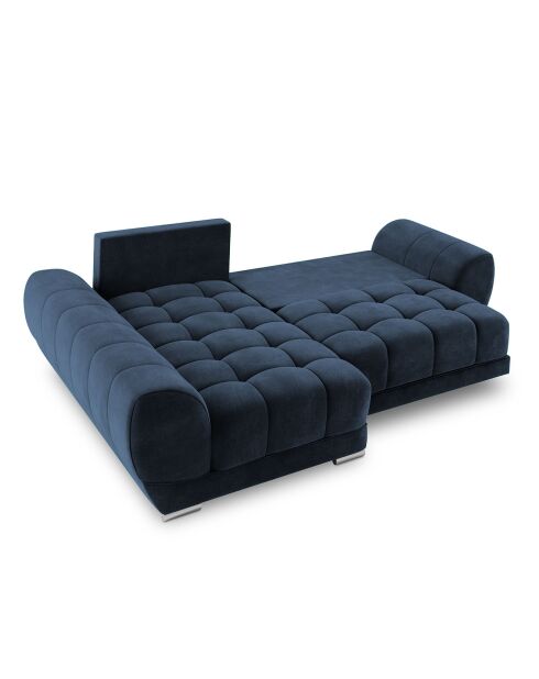 Canapé d'angle Gauche Velours convertible avec Coffre de Rangement Nuage bleu roi - 285x192x92 cm