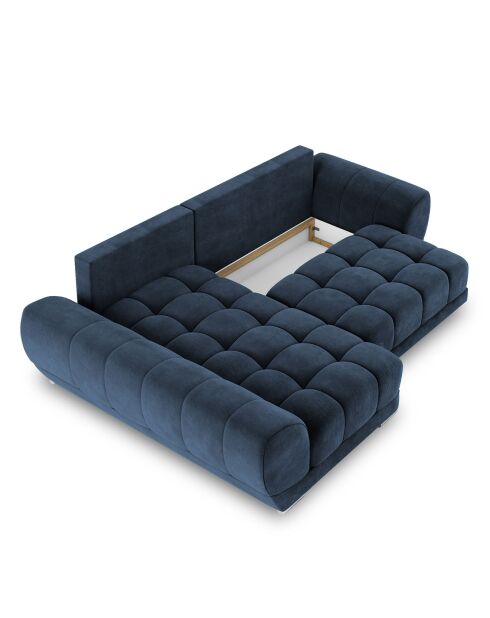 Canapé d'angle Gauche Velours convertible avec Coffre de Rangement Nuage bleu roi - 285x192x92 cm