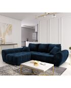 Canapé d'angle Gauche Velours convertible avec Coffre de Rangement Nuage bleu roi - 285x192x92 cm