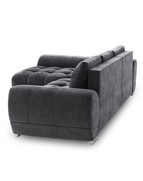 Canapé d'angle Gauche Velours convertible avec Coffre de Rangement Nuage gris foncé - 285x192x92 cm