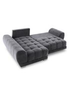 Canapé d'angle Gauche Velours convertible avec Coffre de Rangement Nuage gris foncé - 285x192x92 cm