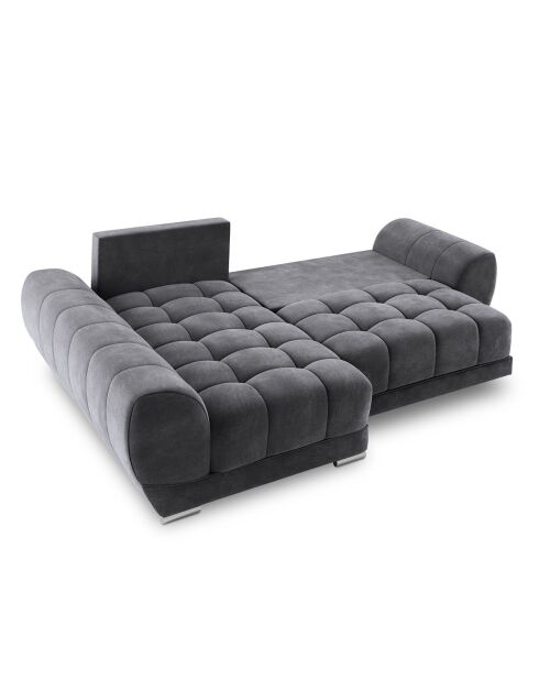 Canapé d'angle Gauche Velours convertible avec Coffre de Rangement Nuage gris foncé - 285x192x92 cm