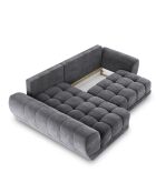 Canapé d'angle Gauche Velours convertible avec Coffre de Rangement Nuage gris foncé - 285x192x92 cm