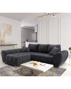 Canapé d'angle Gauche Velours convertible avec Coffre de Rangement Nuage gris foncé - 285x192x92 cm