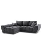 Canapé d'angle Gauche Velours convertible avec Coffre de Rangement Nuage gris foncé - 285x192x92 cm