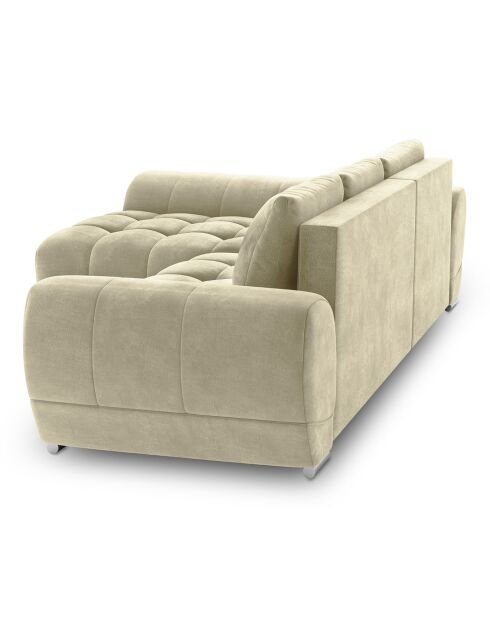 Canapé d'angle Gauche Velours convertible avec Coffre de Rangement Nuage beige - 285x192x92 cm