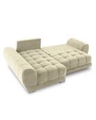 Canapé d'angle Gauche Velours convertible avec Coffre de Rangement Nuage beige - 285x192x92 cm