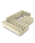 Canapé d'angle Gauche Velours convertible avec Coffre de Rangement Nuage beige - 285x192x92 cm