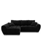 Canapé d'angle Gauche Velours convertible avec Coffre de Rangement Nuage noir - 285x192x92 cm