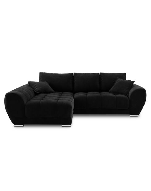 Canapé d'angle Gauche Velours convertible avec Coffre de Rangement Nuage noir - 285x192x92 cm
