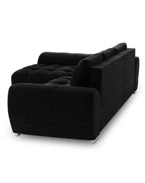 Canapé d'angle Gauche Velours convertible avec Coffre de Rangement Nuage noir - 285x192x92 cm