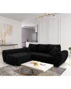 Canapé d'angle Gauche Velours convertible avec Coffre de Rangement Nuage noir - 285x192x92 cm