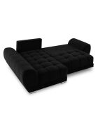 Canapé d'angle Gauche Velours convertible avec Coffre de Rangement Nuage noir - 285x192x92 cm