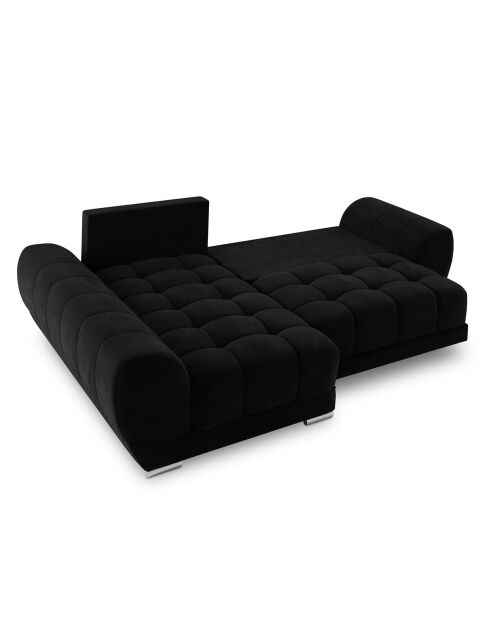 Canapé d'angle Gauche Velours convertible avec Coffre de Rangement Nuage noir - 285x192x92 cm