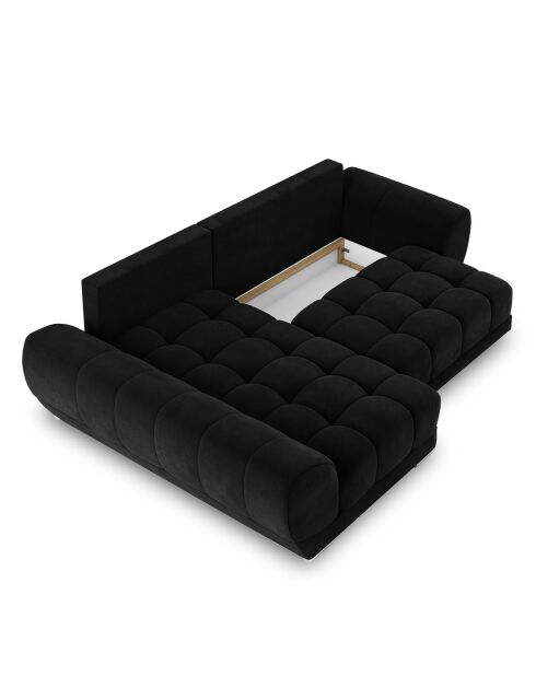 Canapé d'angle Gauche Velours convertible avec Coffre de Rangement Nuage noir - 285x192x92 cm