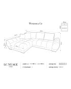 Canapé d'angle Gauche Velours convertible avec Coffre de Rangement Nuage noir - 285x192x92 cm