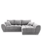 Canapé d'angle droit Velours convertible avec Coffre de Rangement Nuage gris clair - 285x192x92 cm