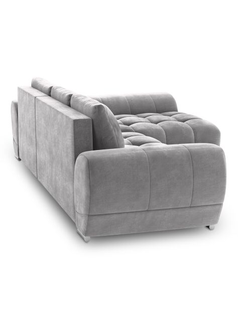 Canapé d'angle droit Velours convertible avec Coffre de Rangement Nuage gris clair - 285x192x92 cm