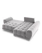 Canapé d'angle droit Velours convertible avec Coffre de Rangement Nuage gris clair - 285x192x92 cm