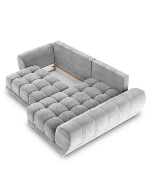 Canapé d'angle droit Velours convertible avec Coffre de Rangement Nuage gris clair - 285x192x92 cm