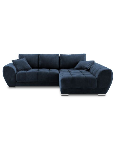 Canapé d'angle droit Velours convertible avec Coffre de Rangement Nuage bleu roi - 285x192x92 cm