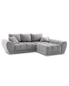 Canapé d'angle droit Velours convertible avec Coffre de Rangement Nuage gris clair - 285x192x92 cm