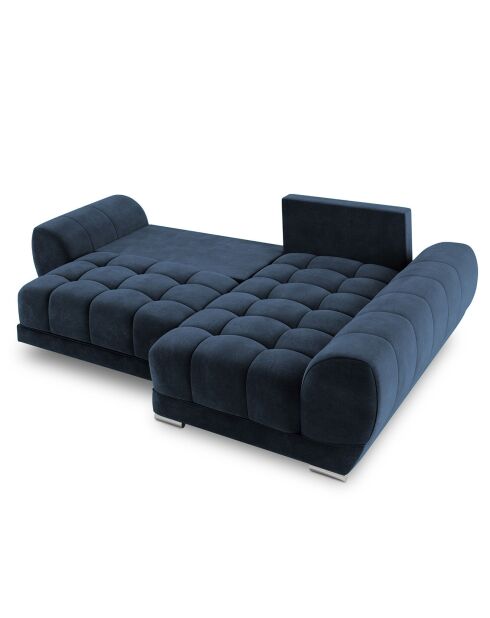 Canapé d'angle droit Velours convertible avec Coffre de Rangement Nuage bleu roi - 285x192x92 cm