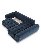 Canapé d'angle droit Velours convertible avec Coffre de Rangement Nuage bleu roi - 285x192x92 cm