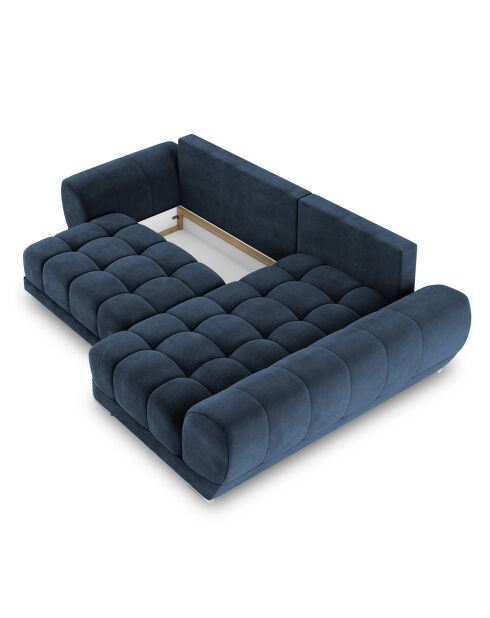 Canapé d'angle droit Velours convertible avec Coffre de Rangement Nuage bleu roi - 285x192x92 cm