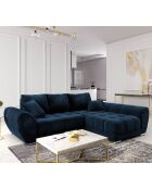 Canapé d'angle droit Velours convertible avec Coffre de Rangement Nuage bleu roi - 285x192x92 cm