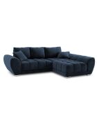 Canapé d'angle droit Velours convertible avec Coffre de Rangement Nuage bleu roi - 285x192x92 cm