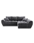 Canapé d'angle droit Velours convertible avec Coffre de Rangement Nuage gris foncé - 285x192x92 cm