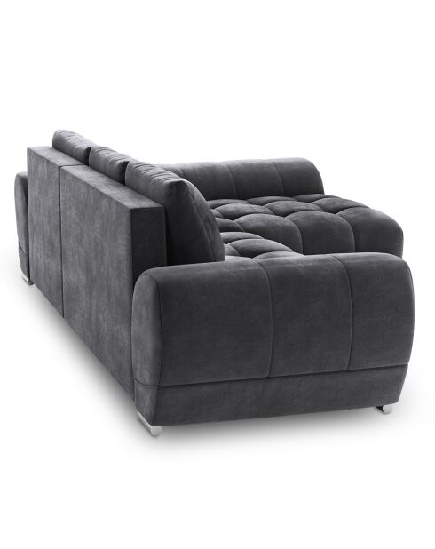 Canapé d'angle droit Velours convertible avec Coffre de Rangement Nuage gris foncé - 285x192x92 cm