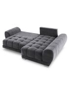 Canapé d'angle droit Velours convertible avec Coffre de Rangement Nuage gris foncé - 285x192x92 cm