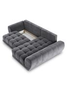 Canapé d'angle droit Velours convertible avec Coffre de Rangement Nuage gris foncé - 285x192x92 cm