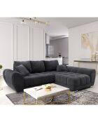 Canapé d'angle droit Velours convertible avec Coffre de Rangement Nuage gris foncé - 285x192x92 cm
