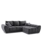 Canapé d'angle droit Velours convertible avec Coffre de Rangement Nuage gris foncé - 285x192x92 cm