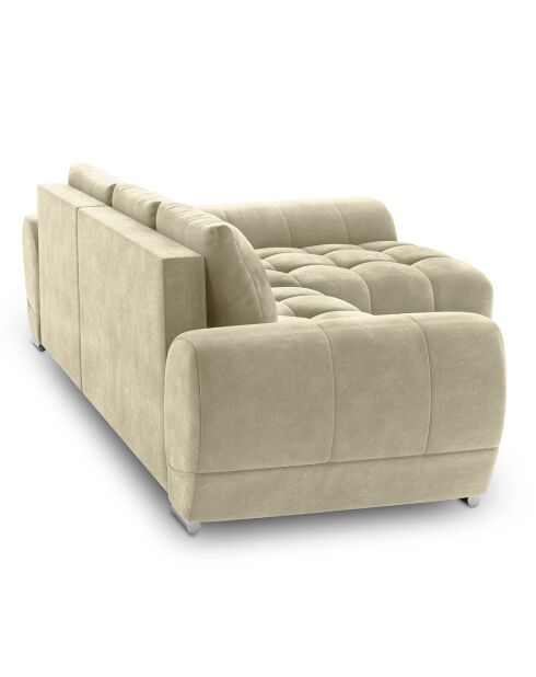 Canapé d'angle droit Velours convertible avec Coffre de Rangement Nuage beige - 285x192x92 cm