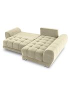 Canapé d'angle droit Velours convertible avec Coffre de Rangement Nuage beige - 285x192x92 cm