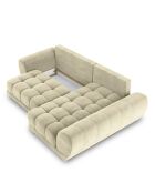 Canapé d'angle droit Velours convertible avec Coffre de Rangement Nuage beige - 285x192x92 cm
